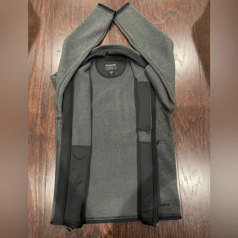 Filson Men Jacket Gray Ridgeway Polartec Full Zip Knit Outdoors Fleece Size XS